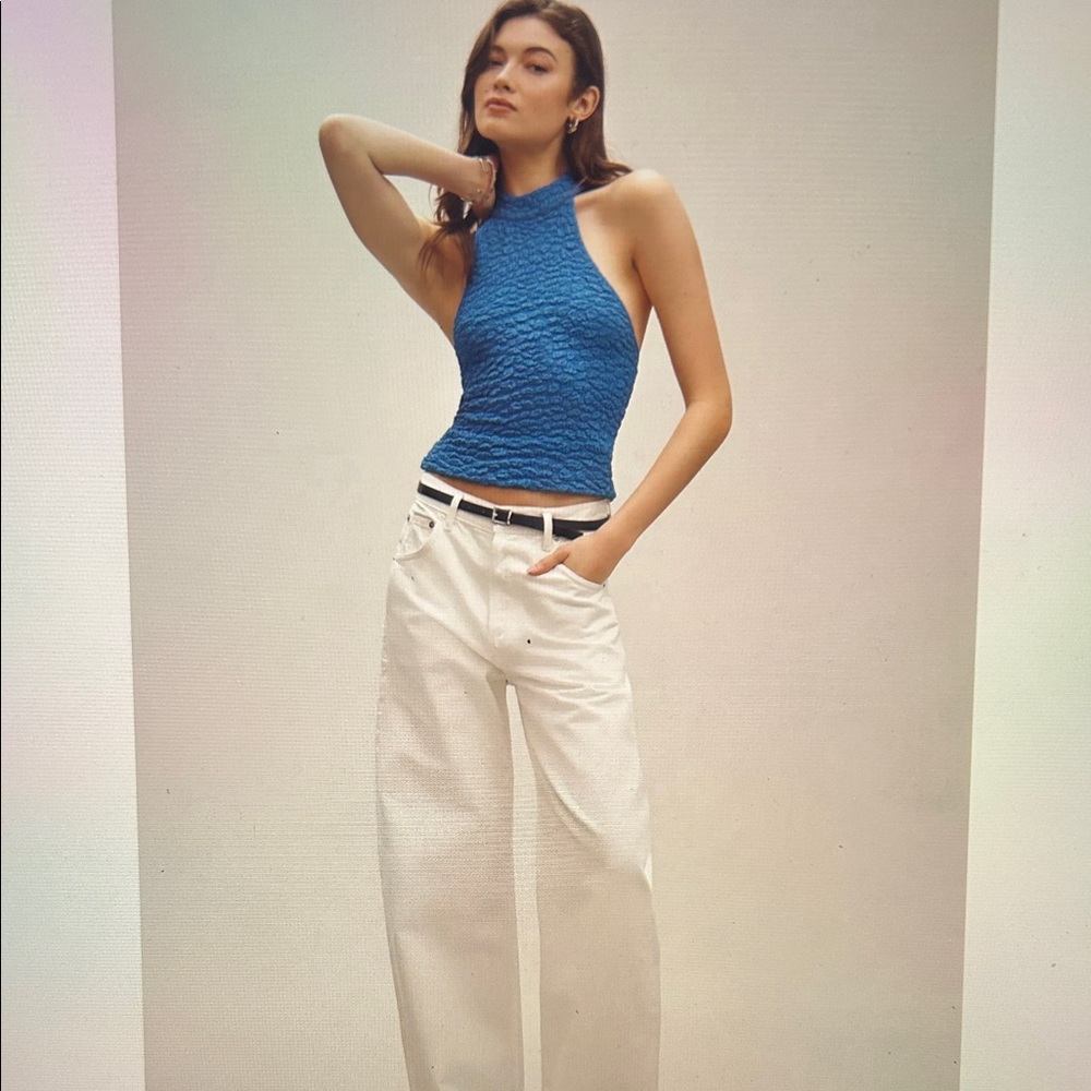 Maeve Textured High-Neck Halter Tank Top